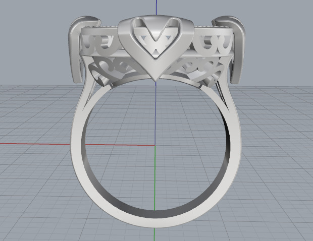 Ring with hearts N012981 3D print model_3