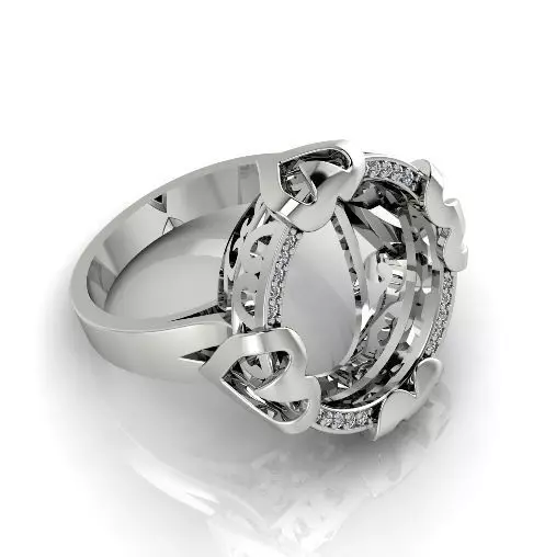 Ring with hearts N012981 3D print model_0