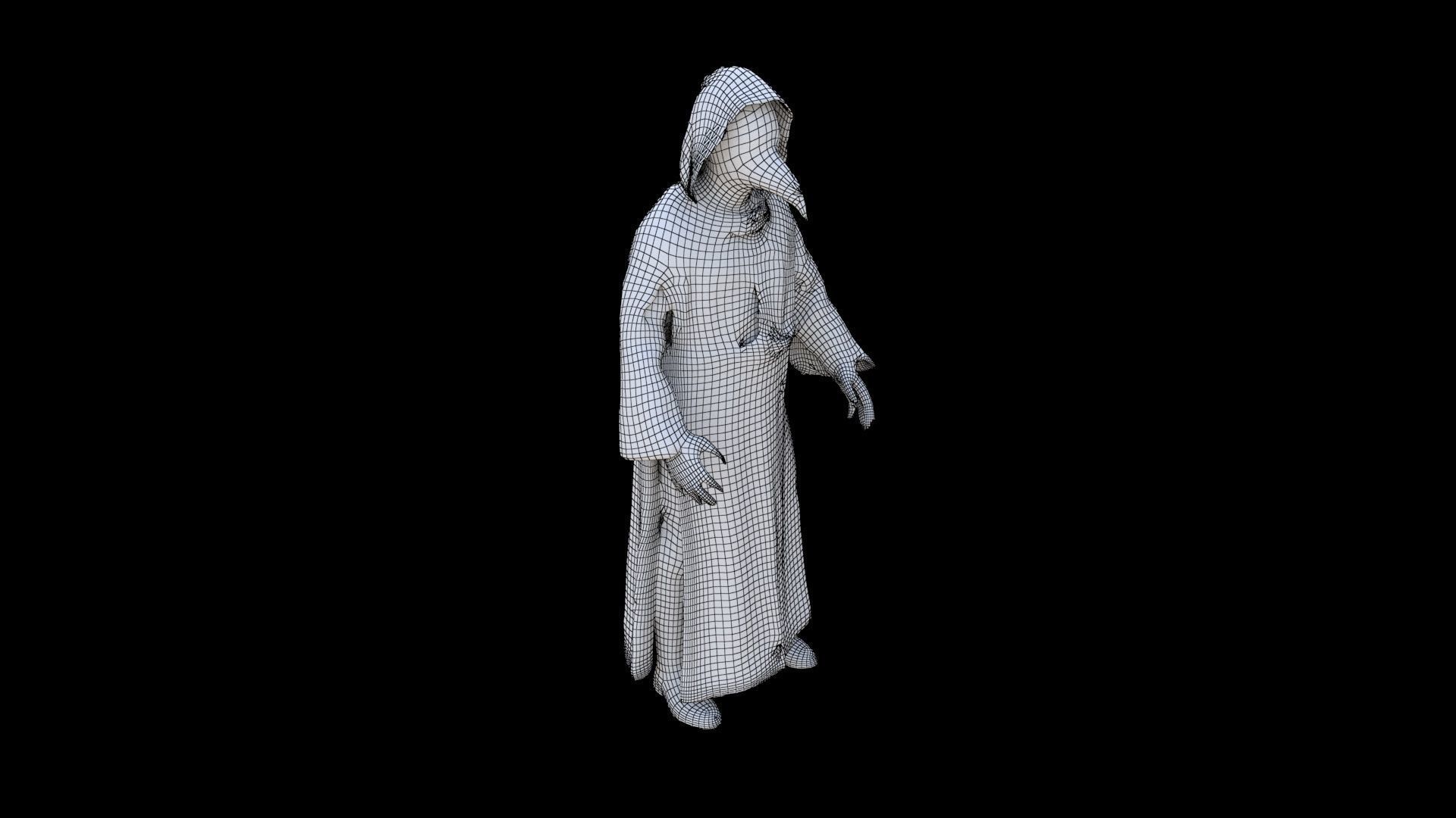 Plague Doctor Cloak 3D model_5