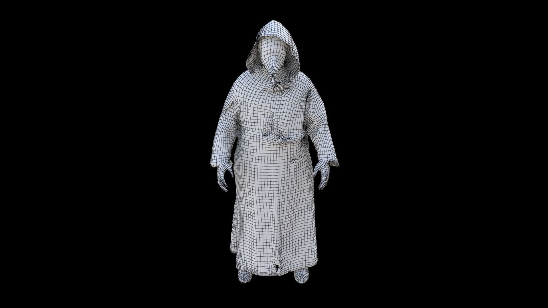 Plague Doctor Cloak 3D model_6