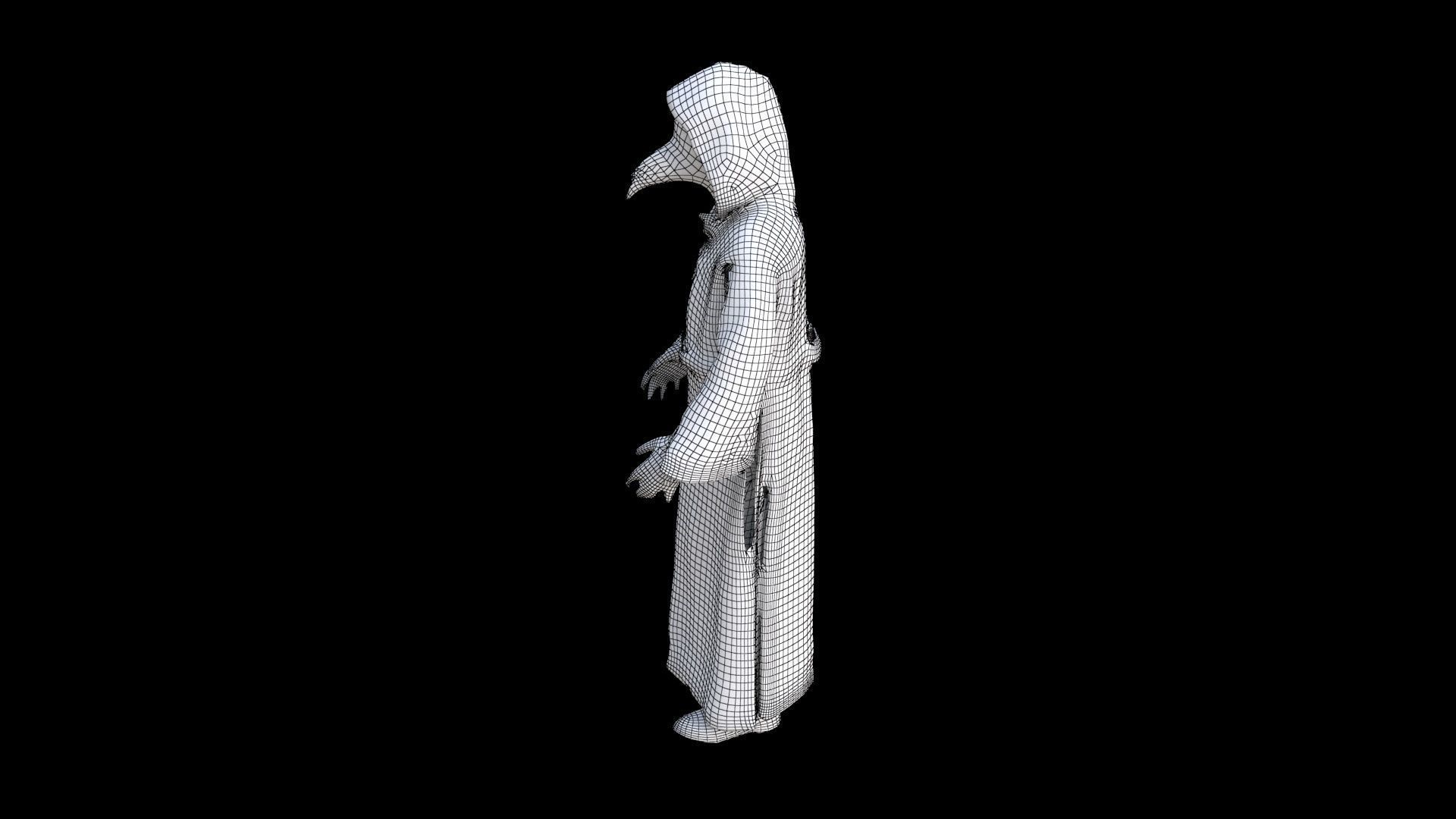 Plague Doctor Cloak 3D model_7