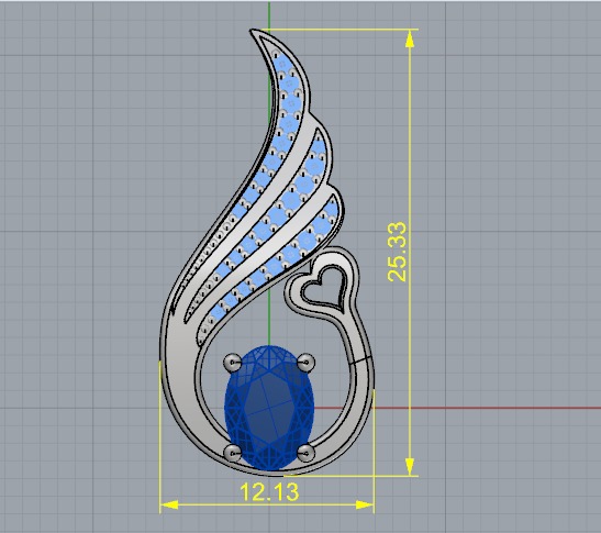 Pendant with a heart N013020 3D print model_6