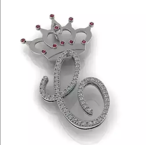 Pendant letter C with a crown N013015