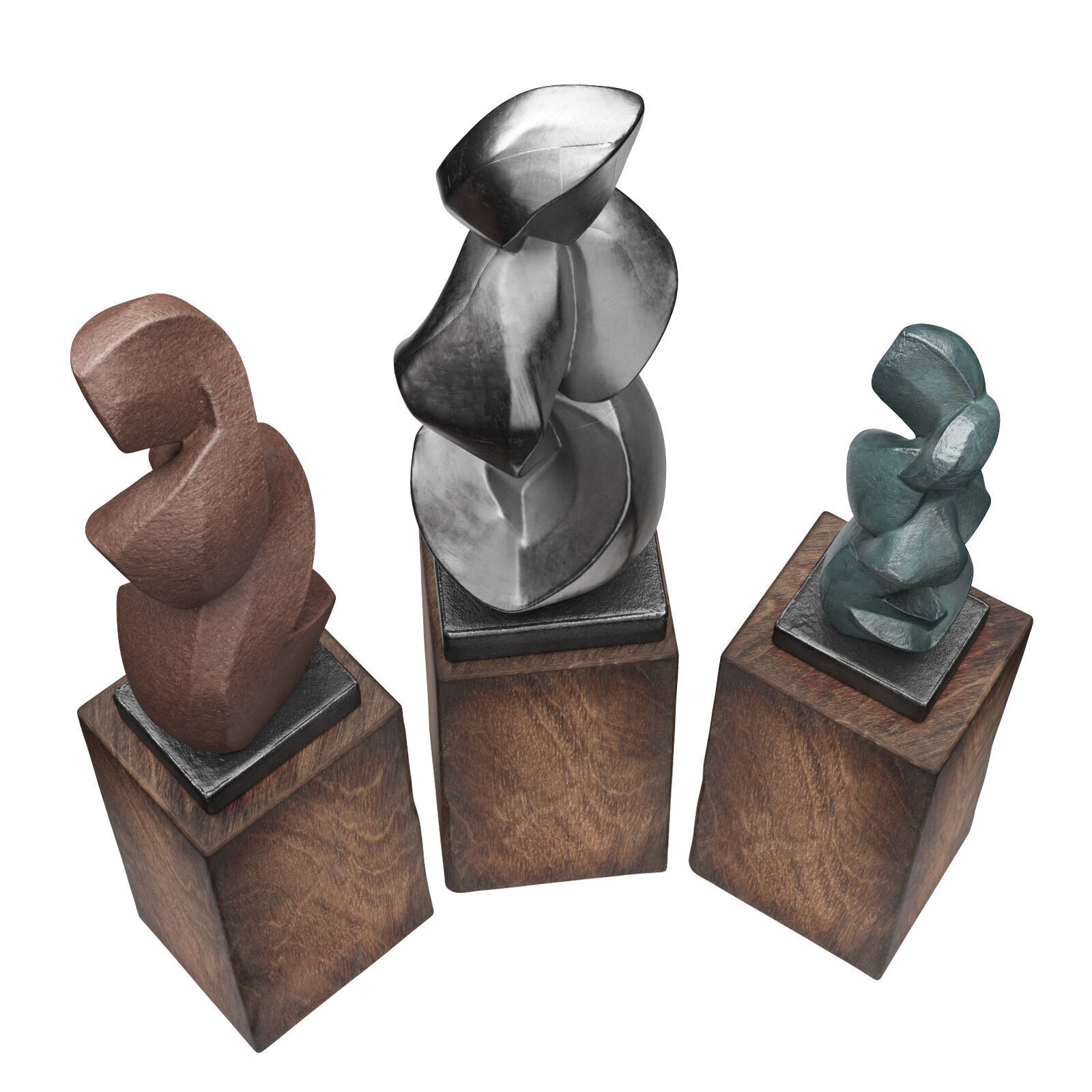 Carved cubist art sculpture Low-poly 3D model_5