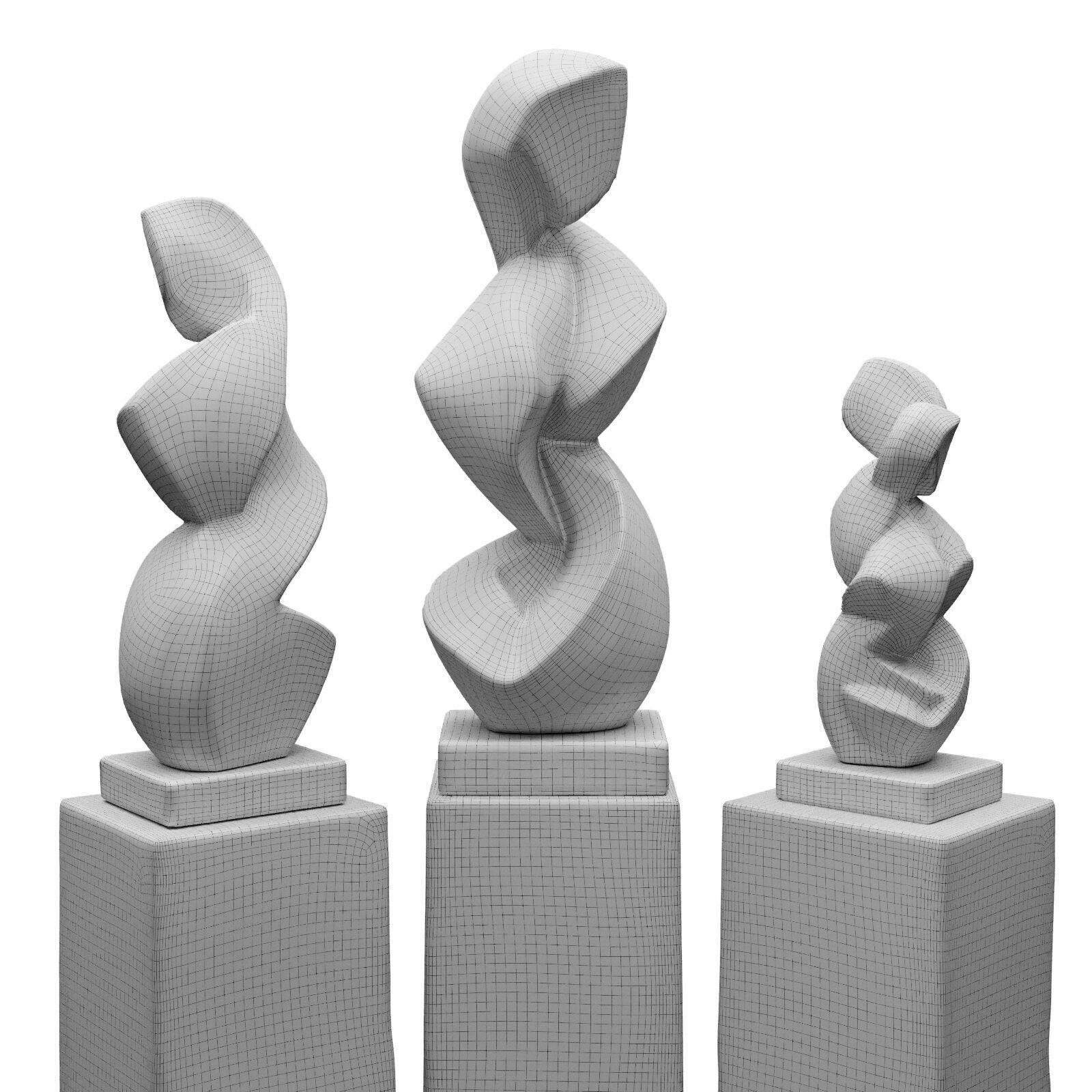 Carved cubist art sculpture Low-poly 3D model_6