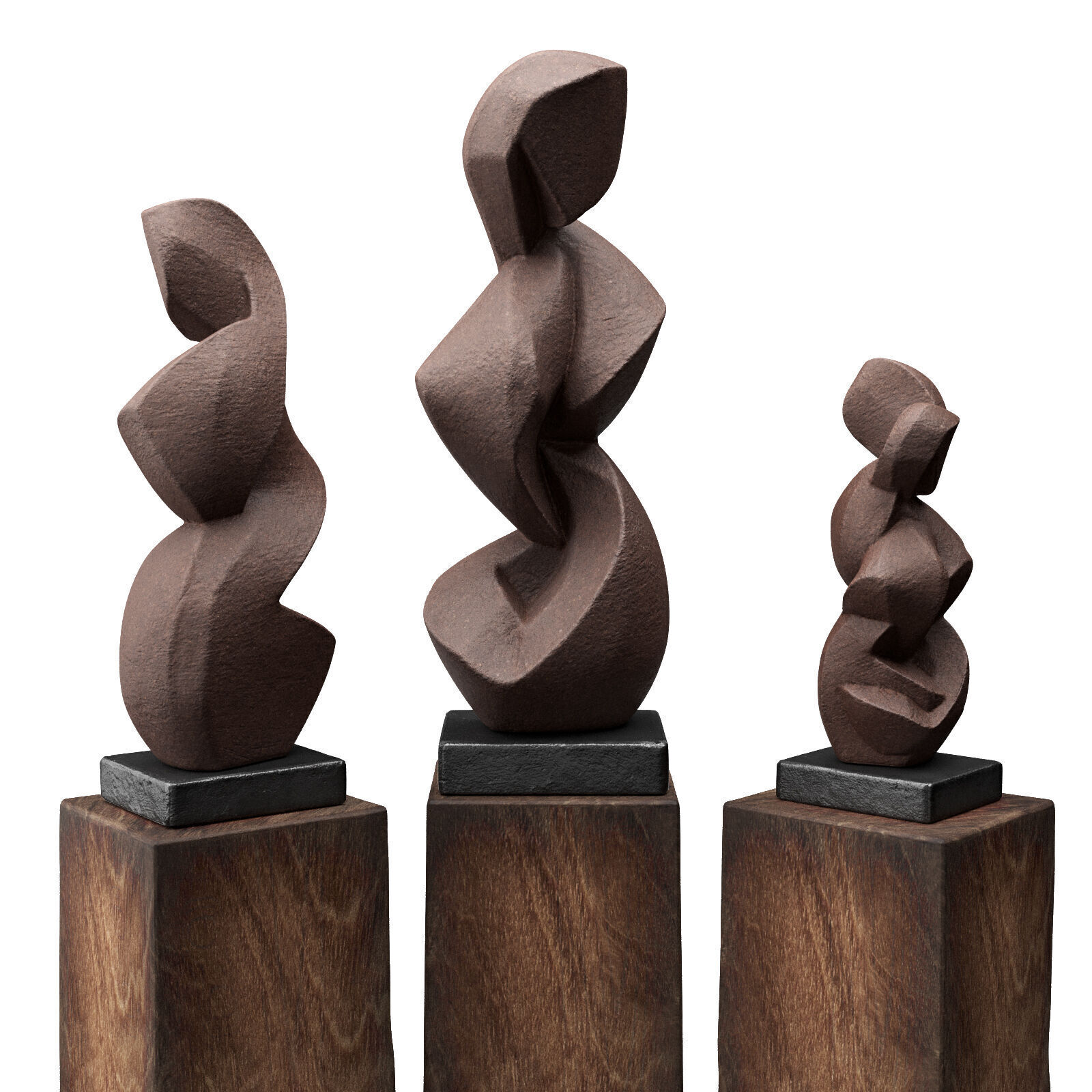 Carved cubist art sculpture Low-poly 3D model_2