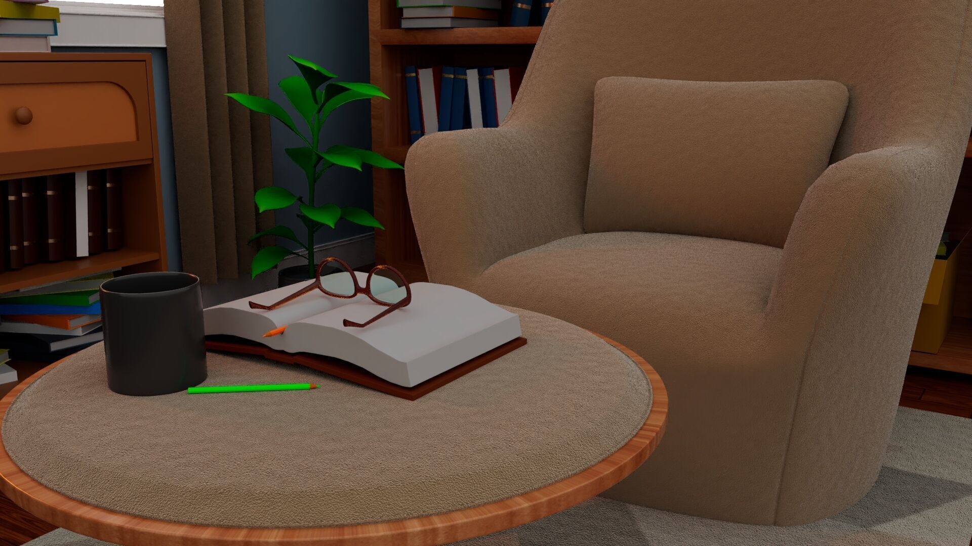 Isometric 3D Reading conrer 3D model_4