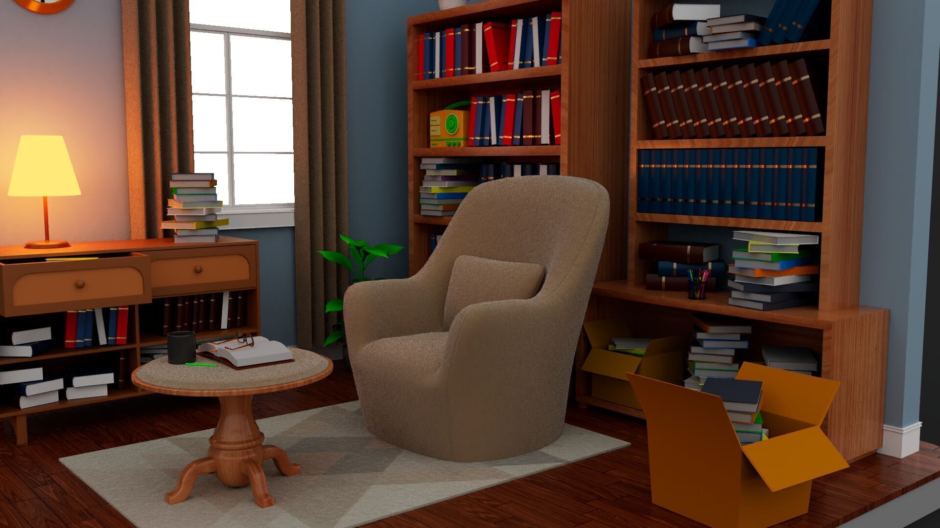 Isometric 3D Reading conrer 3D model_3