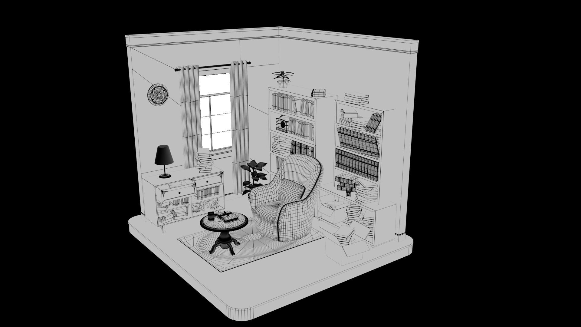 Isometric 3D Reading conrer 3D model_7