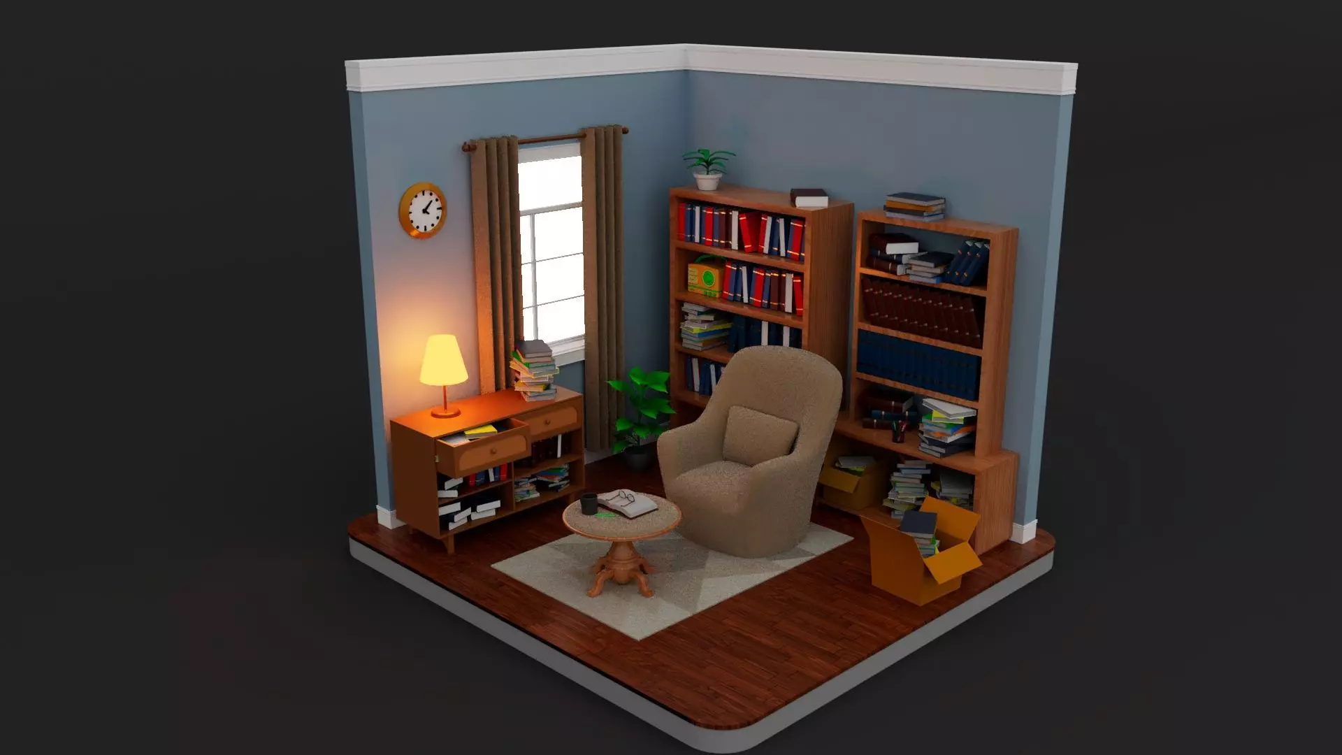 Isometric 3D Reading conrer 3D model_0