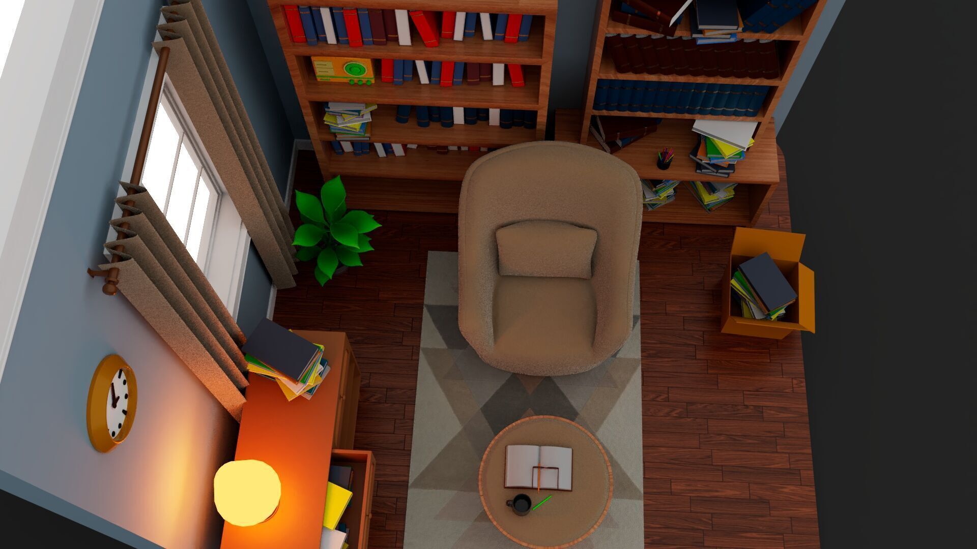 Isometric 3D Reading conrer 3D model_2