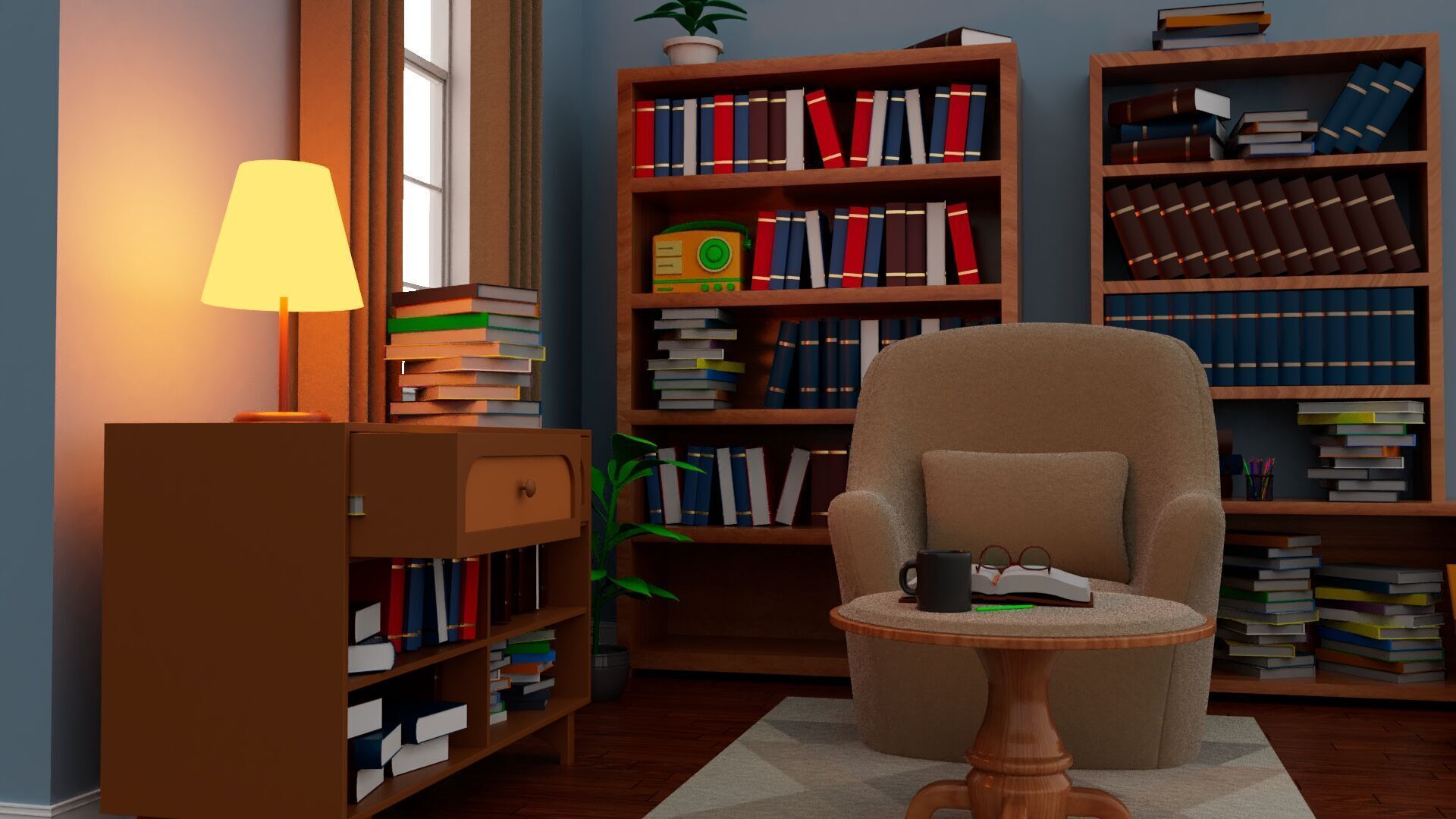 Isometric 3D Reading conrer 3D model_5