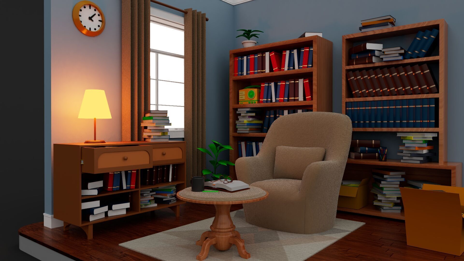 Isometric 3D Reading conrer 3D model_6