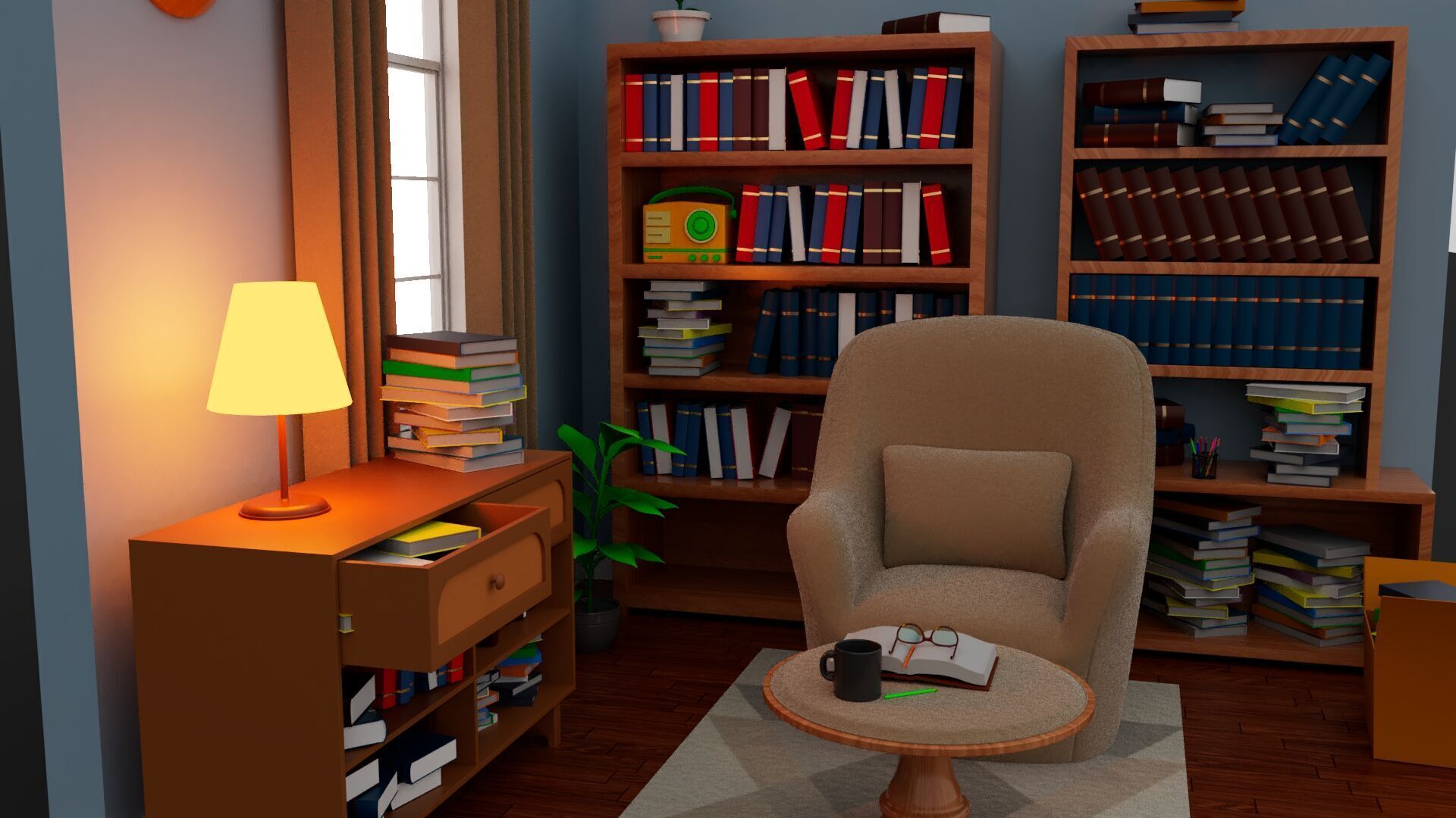 Isometric 3D Reading conrer 3D model_1