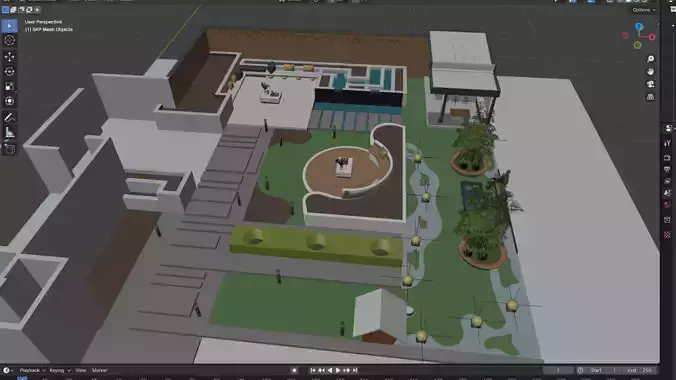 Backyard Landscape Design 3D Model 