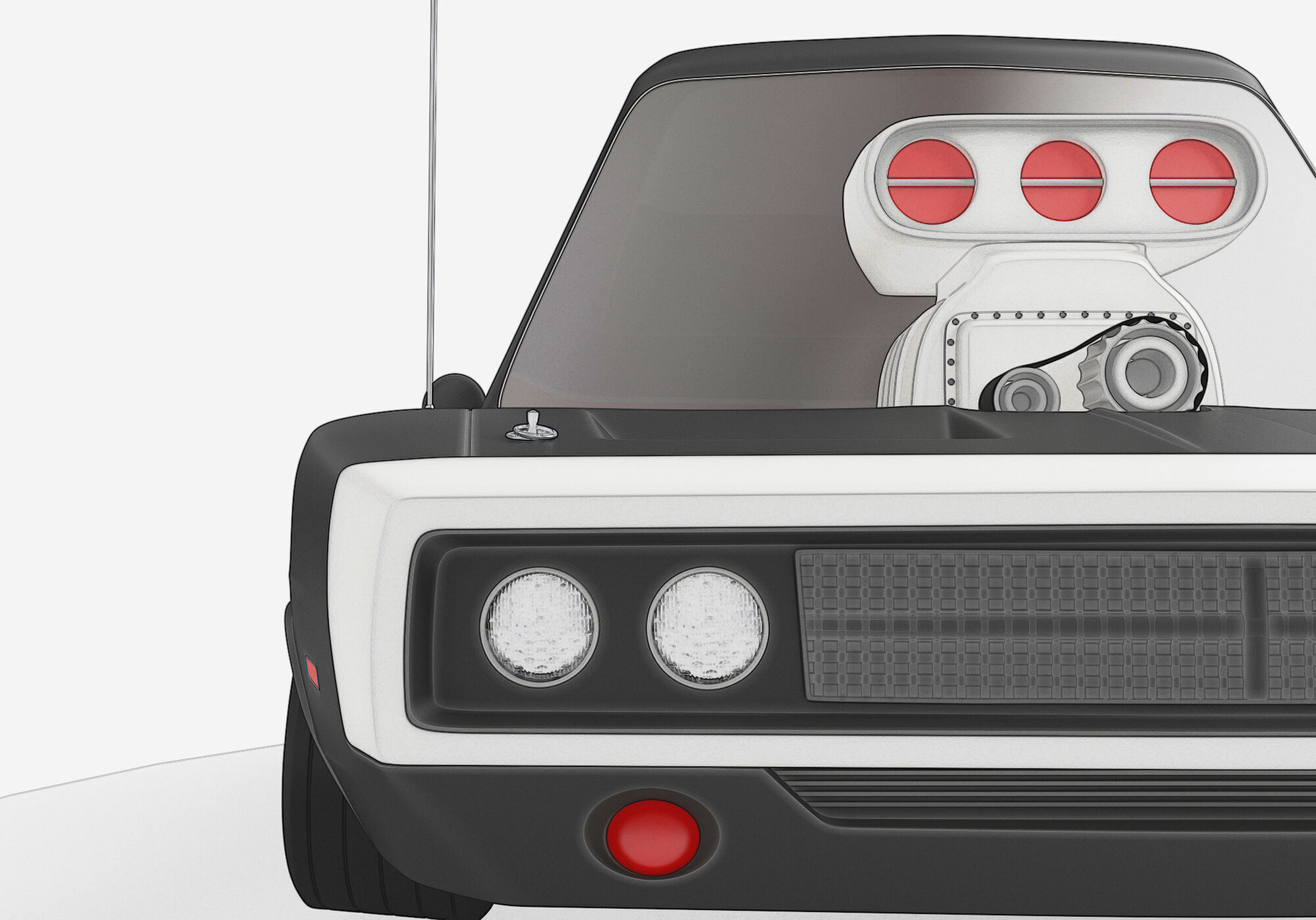 generic muscle cartoon car  3D model_5