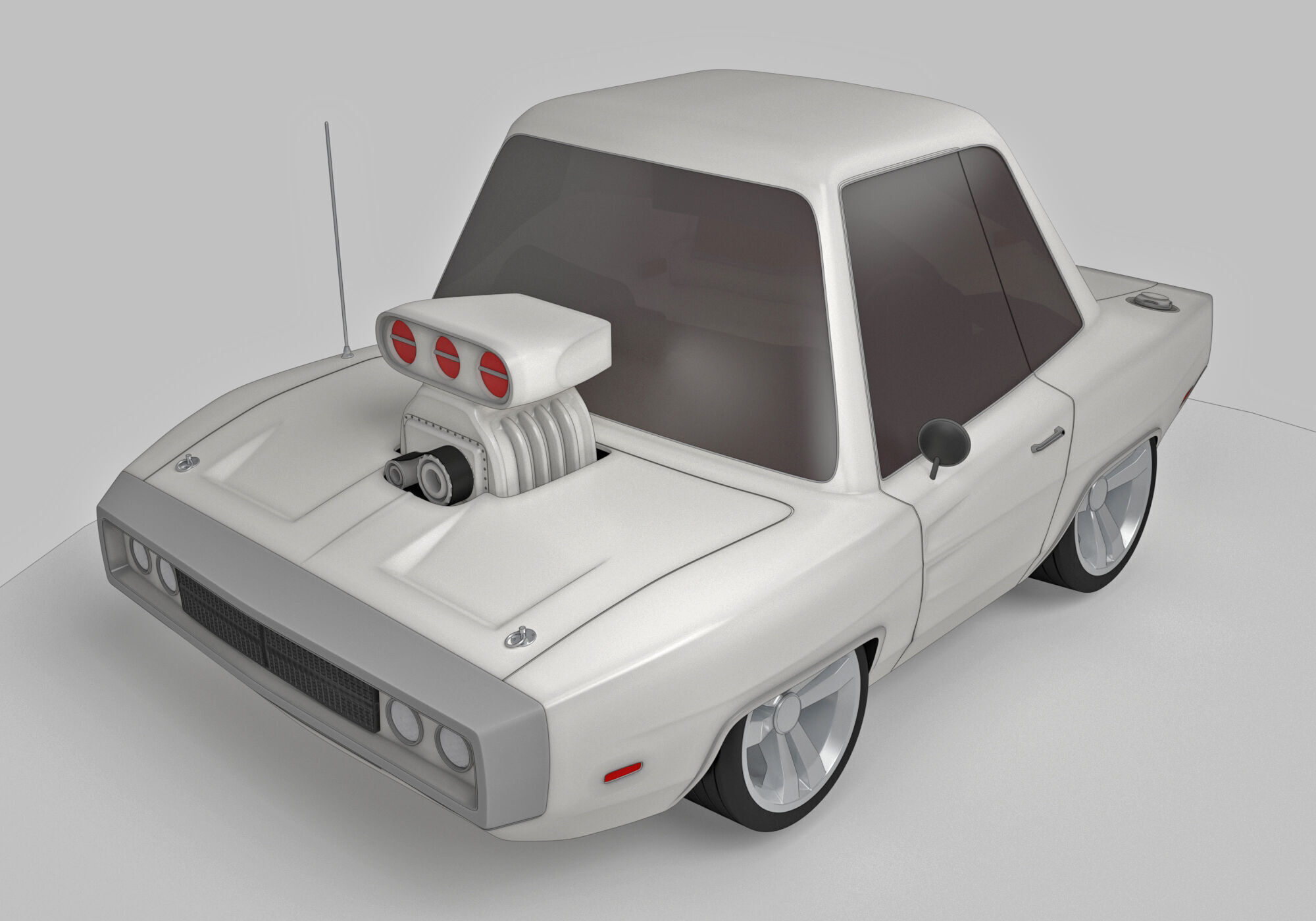 generic muscle cartoon car  3D model_2