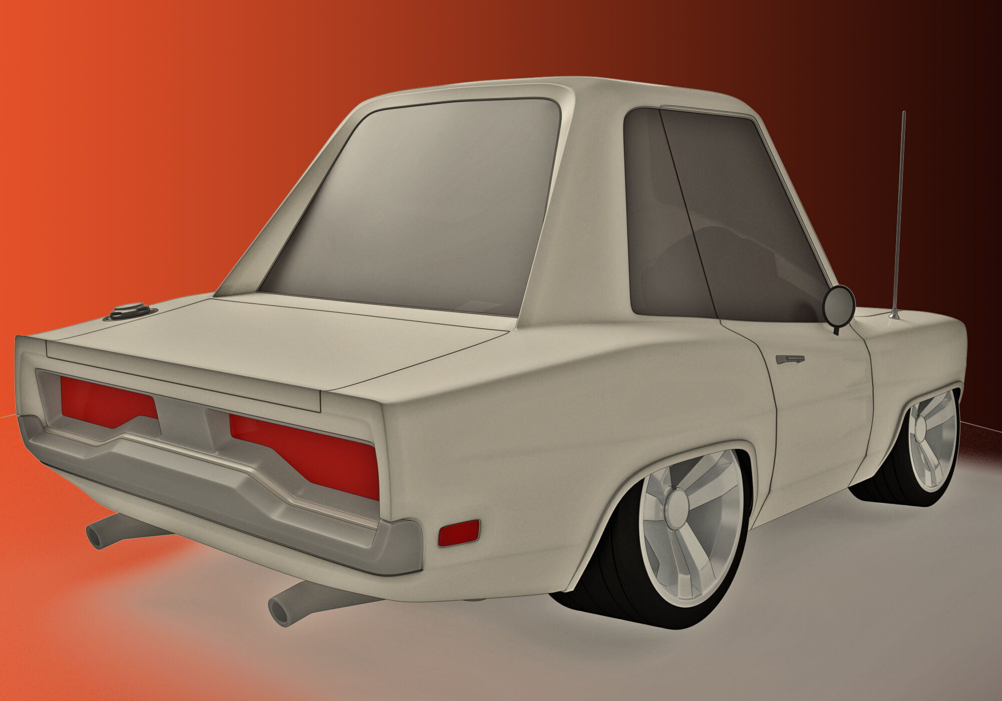 generic muscle cartoon car  3D model_11