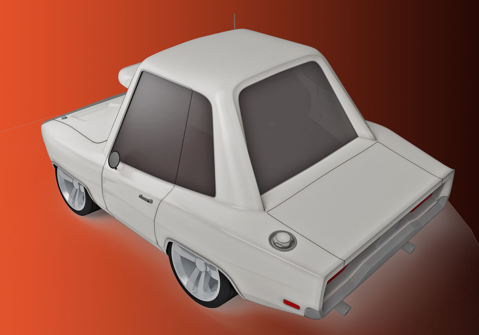 generic muscle cartoon car  3D model_4