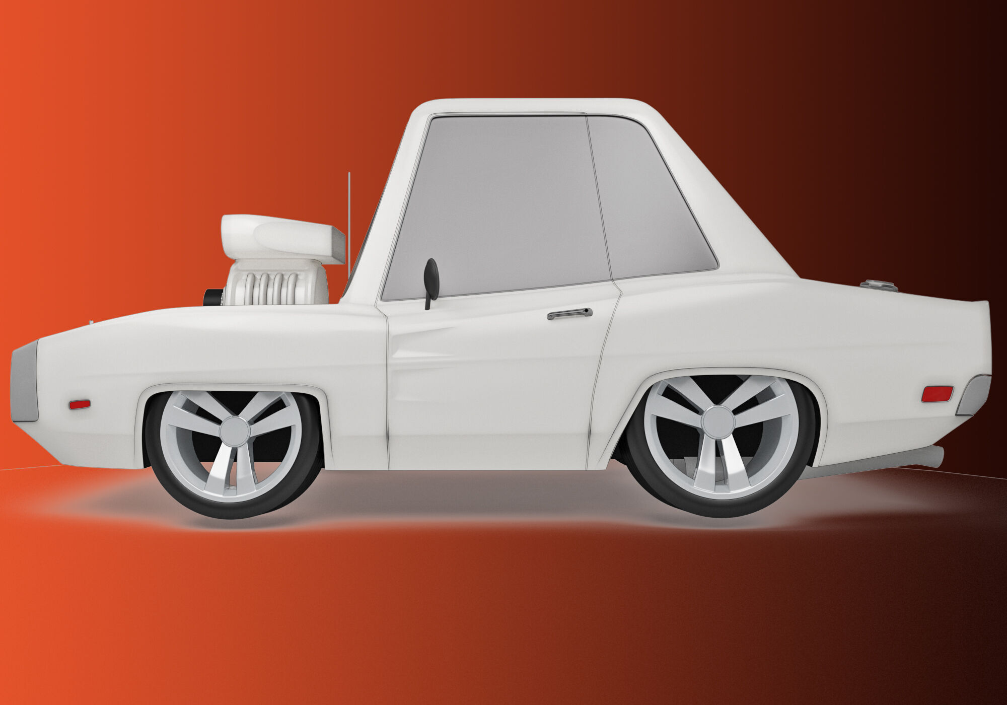 generic muscle cartoon car  3D model_7