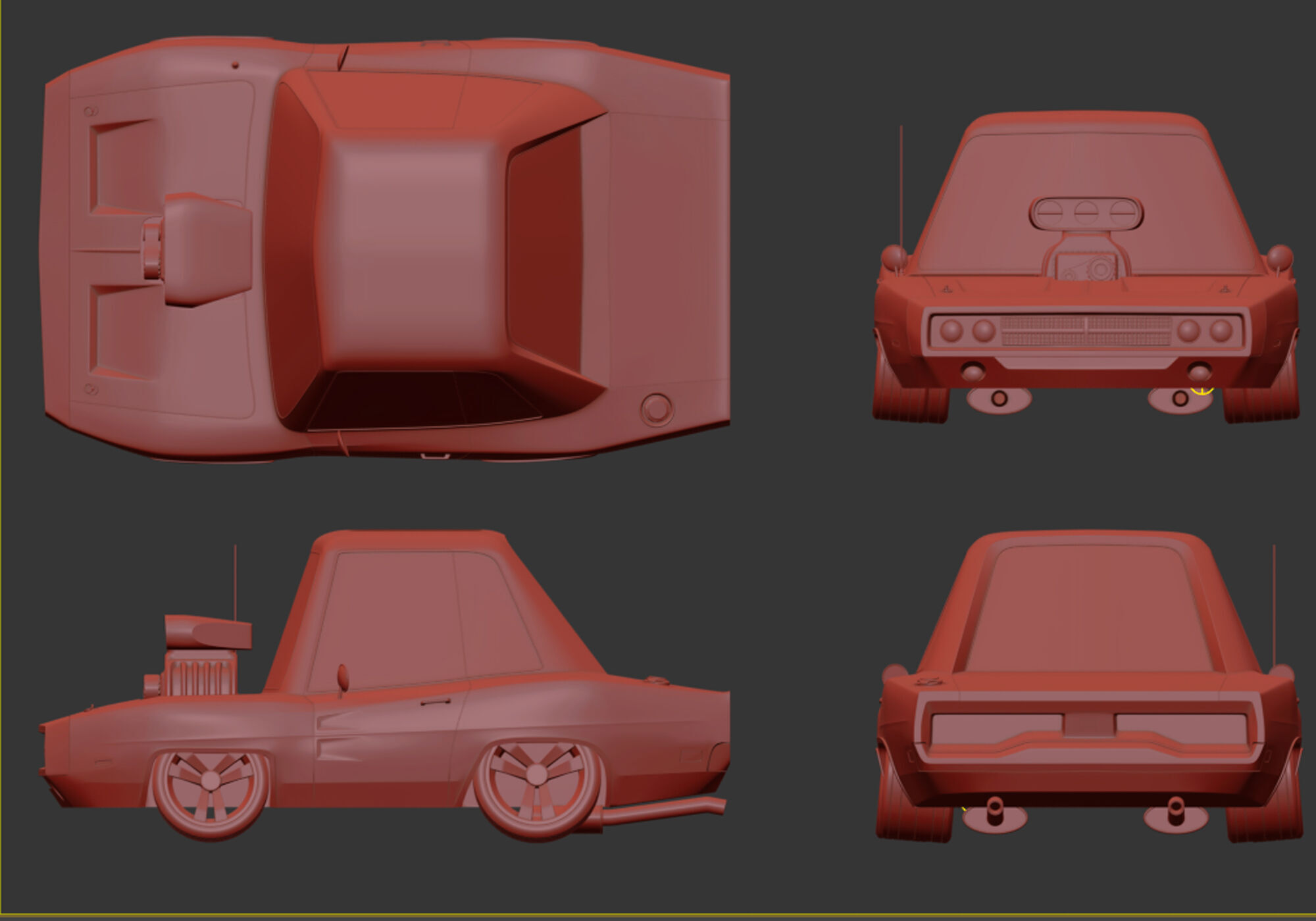 generic muscle cartoon car  3D model_16