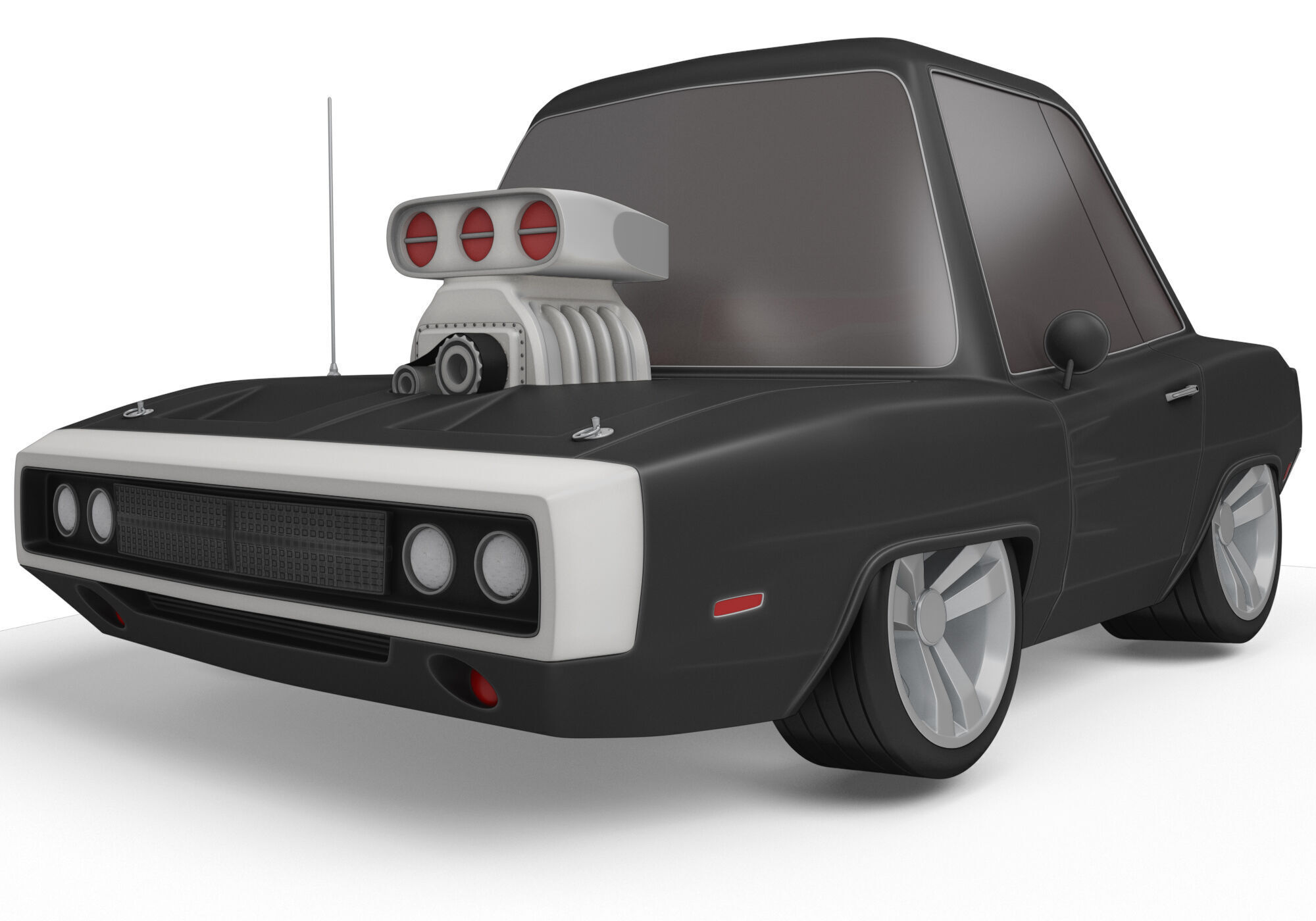 generic muscle cartoon car  3D model_1