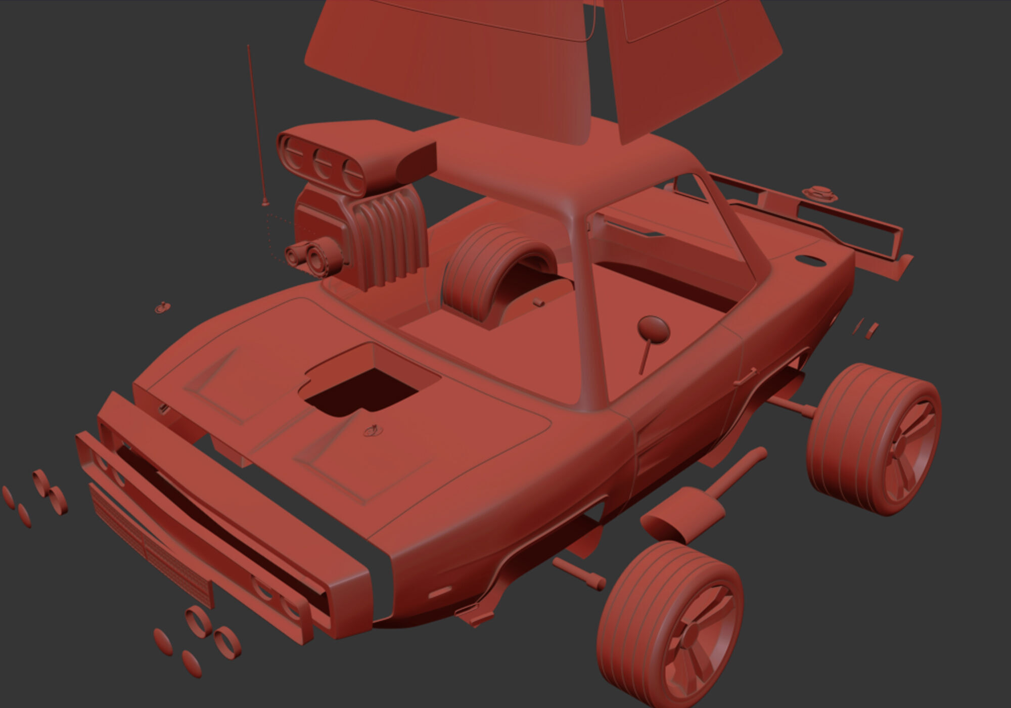 generic muscle cartoon car  3D model_17