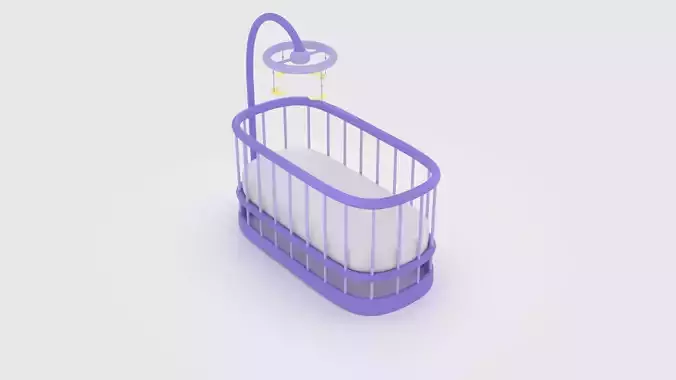 Baby crib Low-poly 3D model