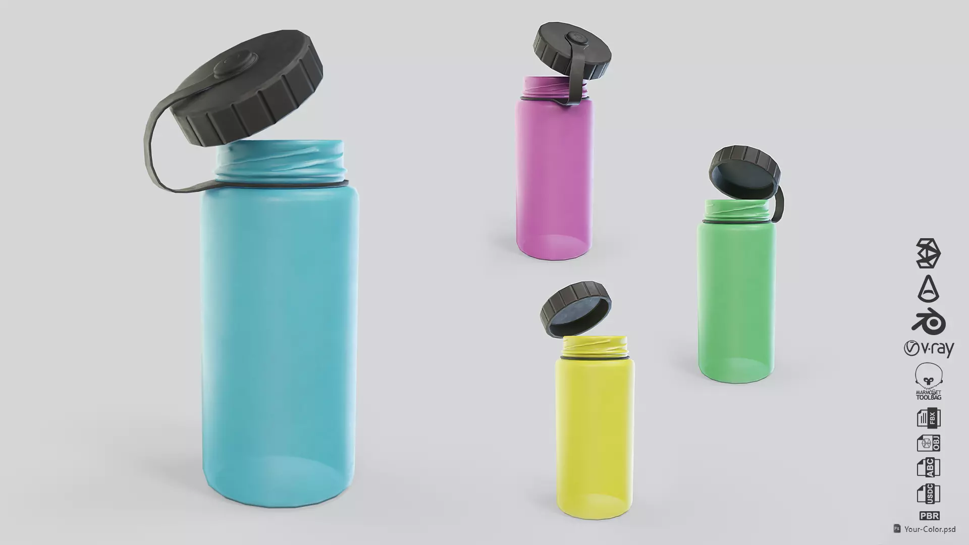 Drinking Bottle Low-poly 3D model_0