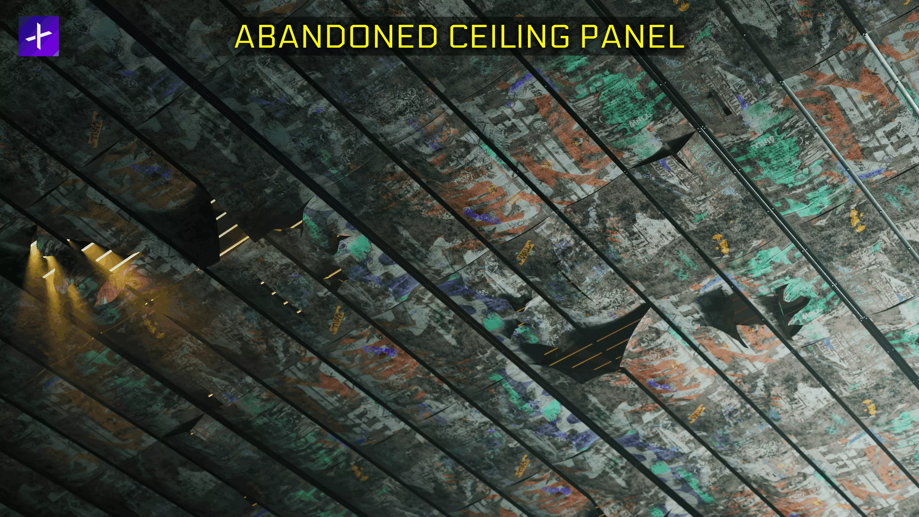 Abandoned Ceiling Panel - Game Ready Low-poly 3D model_0