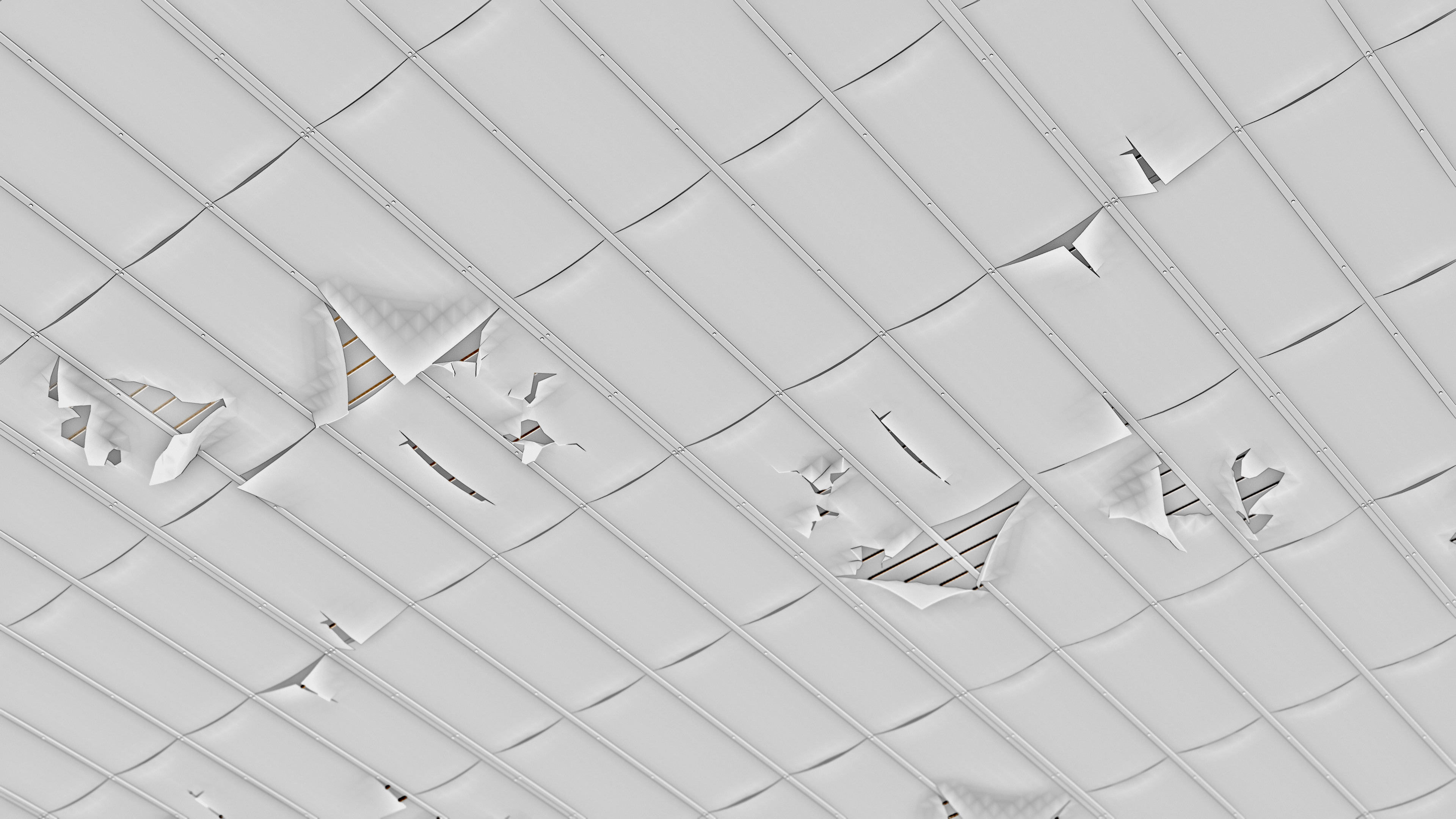 Abandoned Ceiling Panel - Game Ready Low-poly 3D model_3