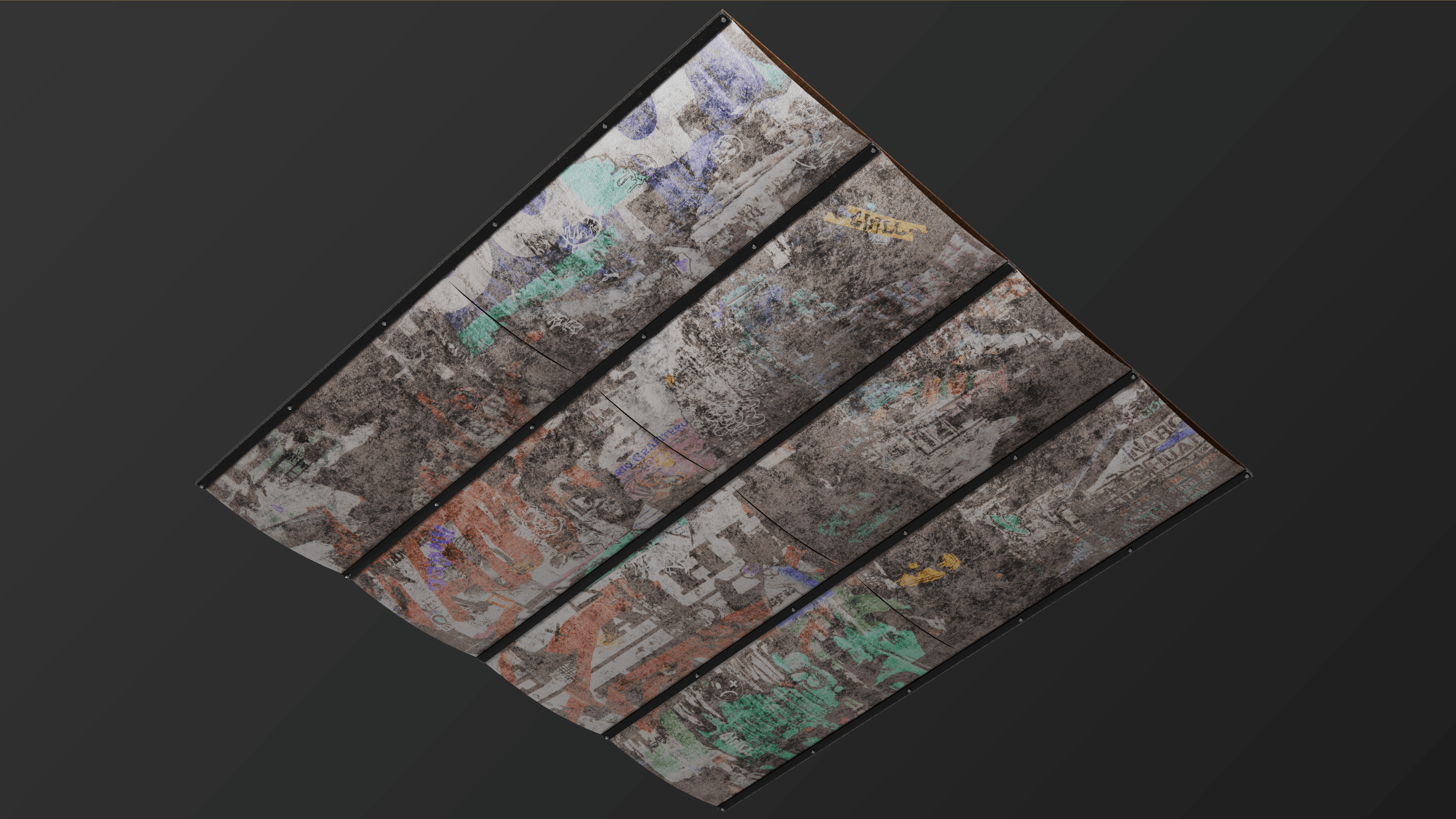 Abandoned Ceiling Panel - Game Ready Low-poly 3D model_5