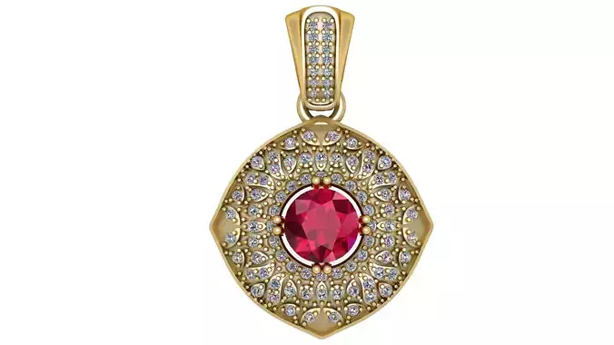 GEMSTONE RUBY PENDANT 3D PRINTABLE MODEL 