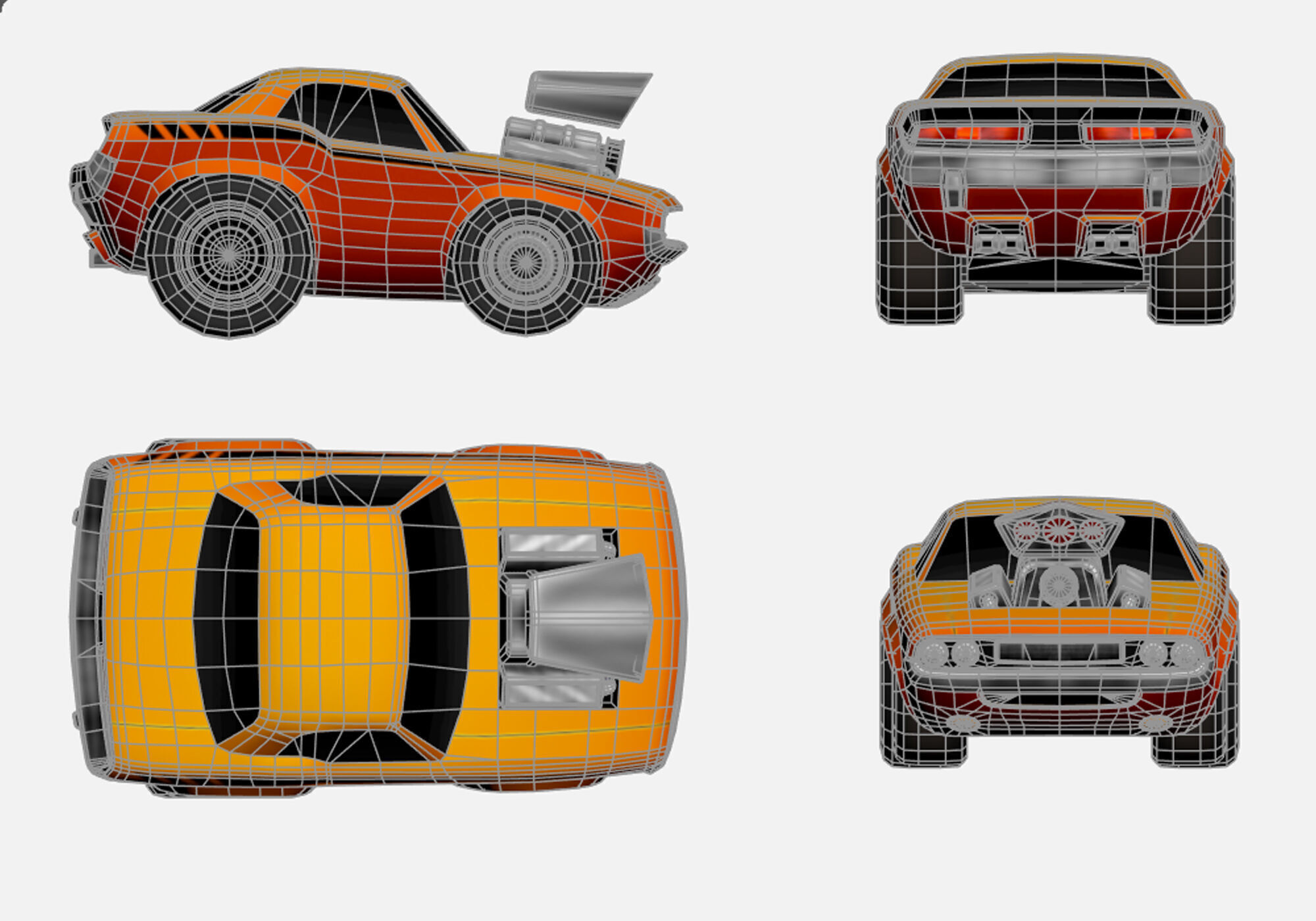 low poly generic cartoon car  3D model_5
