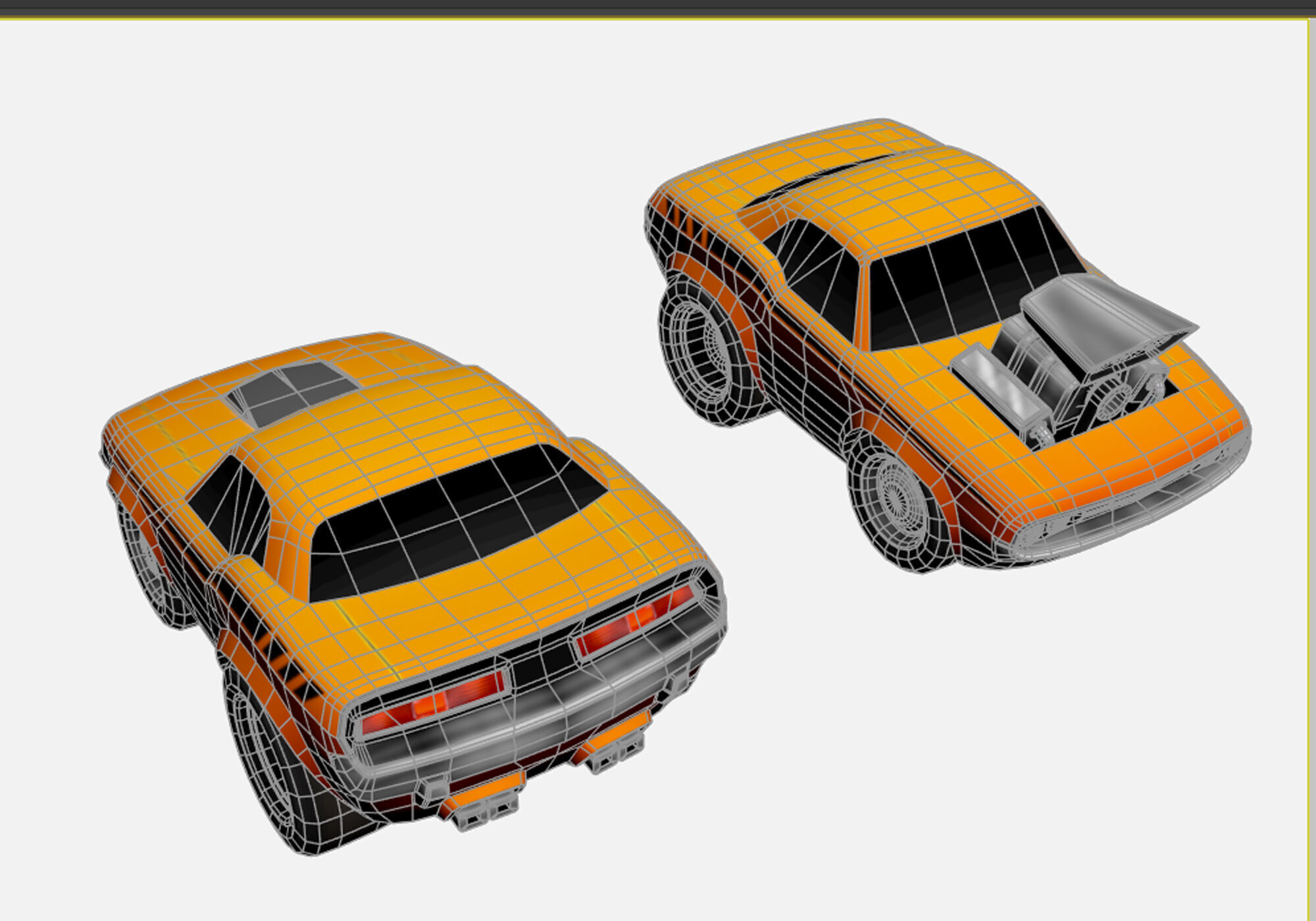 low poly generic cartoon car  3D model_2