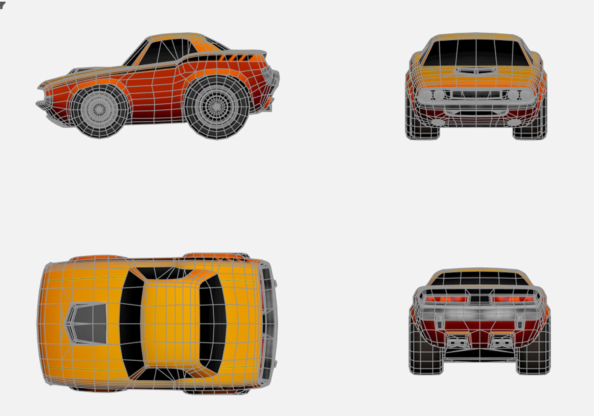 low poly generic cartoon car  3D model_4