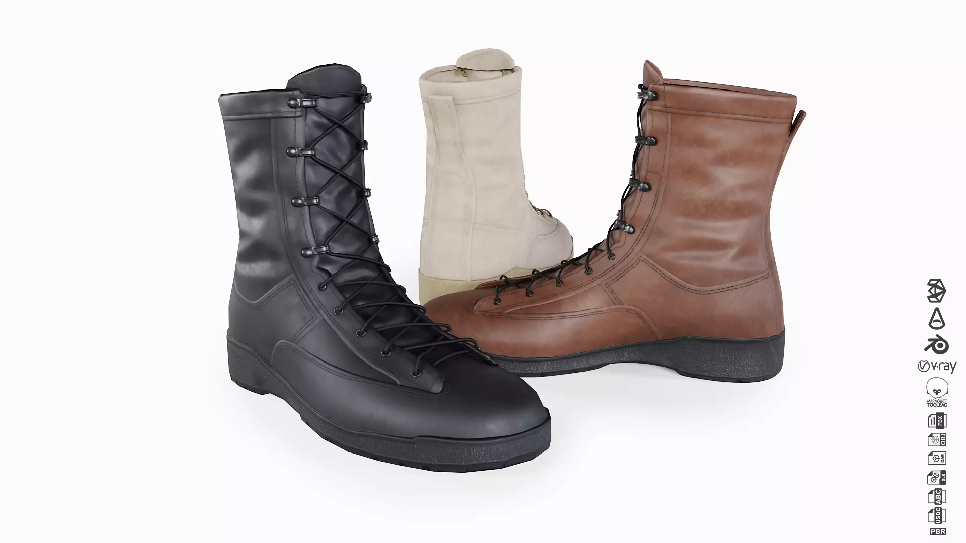 Military Boots - Wellco C251 - US Navy Steel Toe Boots Low-poly 3D model