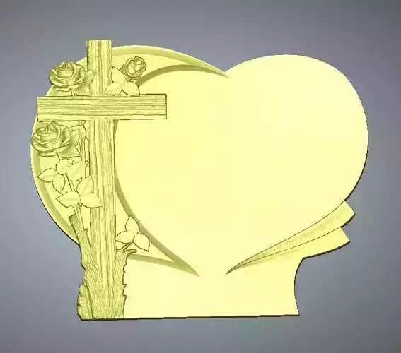 Funeral Sculpture Monument 71 with roses wood cross