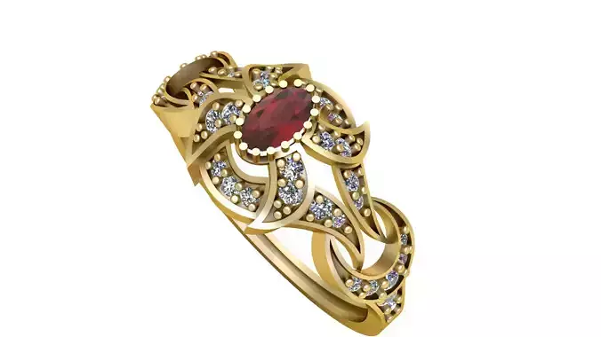WEDDING RUBY RING 3D PRINTABLE MODEL