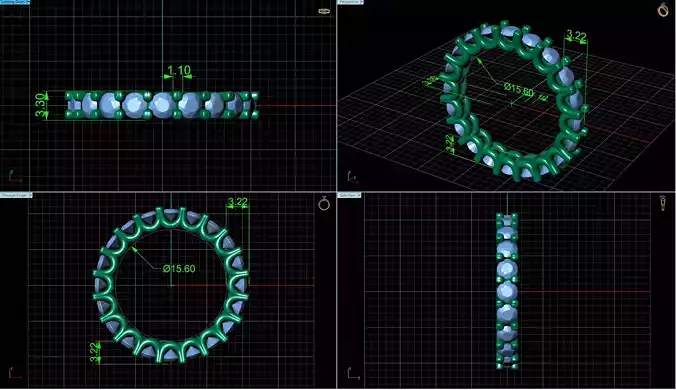 Round Diamond U Prong Set Eternity Wedding Band 2mm9