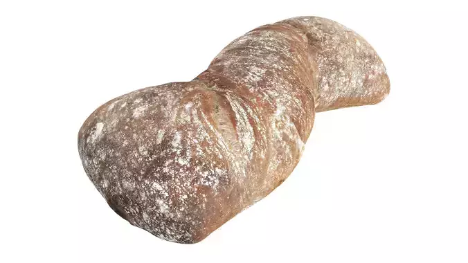 Baked Ciabatta bread Low-poly 3D model