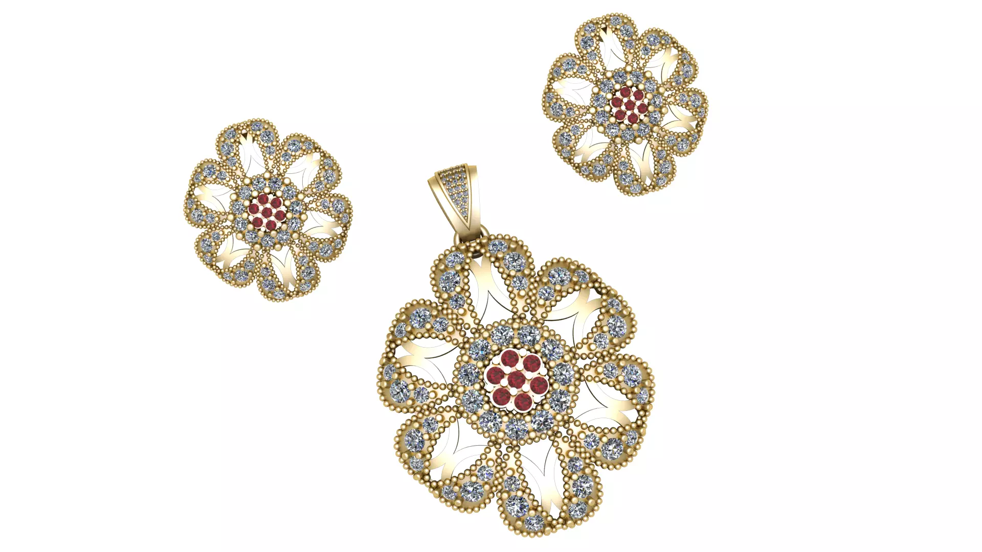 GOLD RUBY LOCKET SET 3D PRINTABLE MODEL 3D print model_0