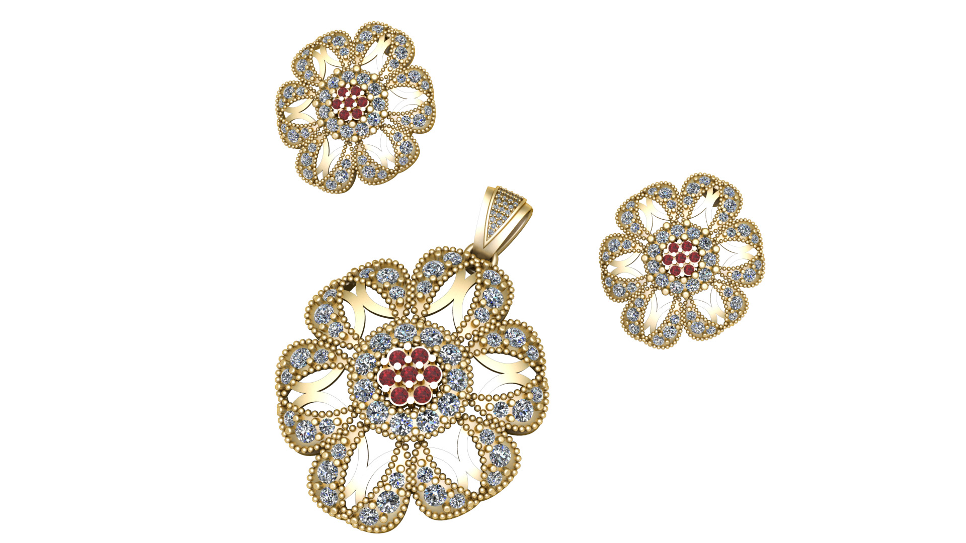 GOLD RUBY LOCKET SET 3D PRINTABLE MODEL 3D print model_1