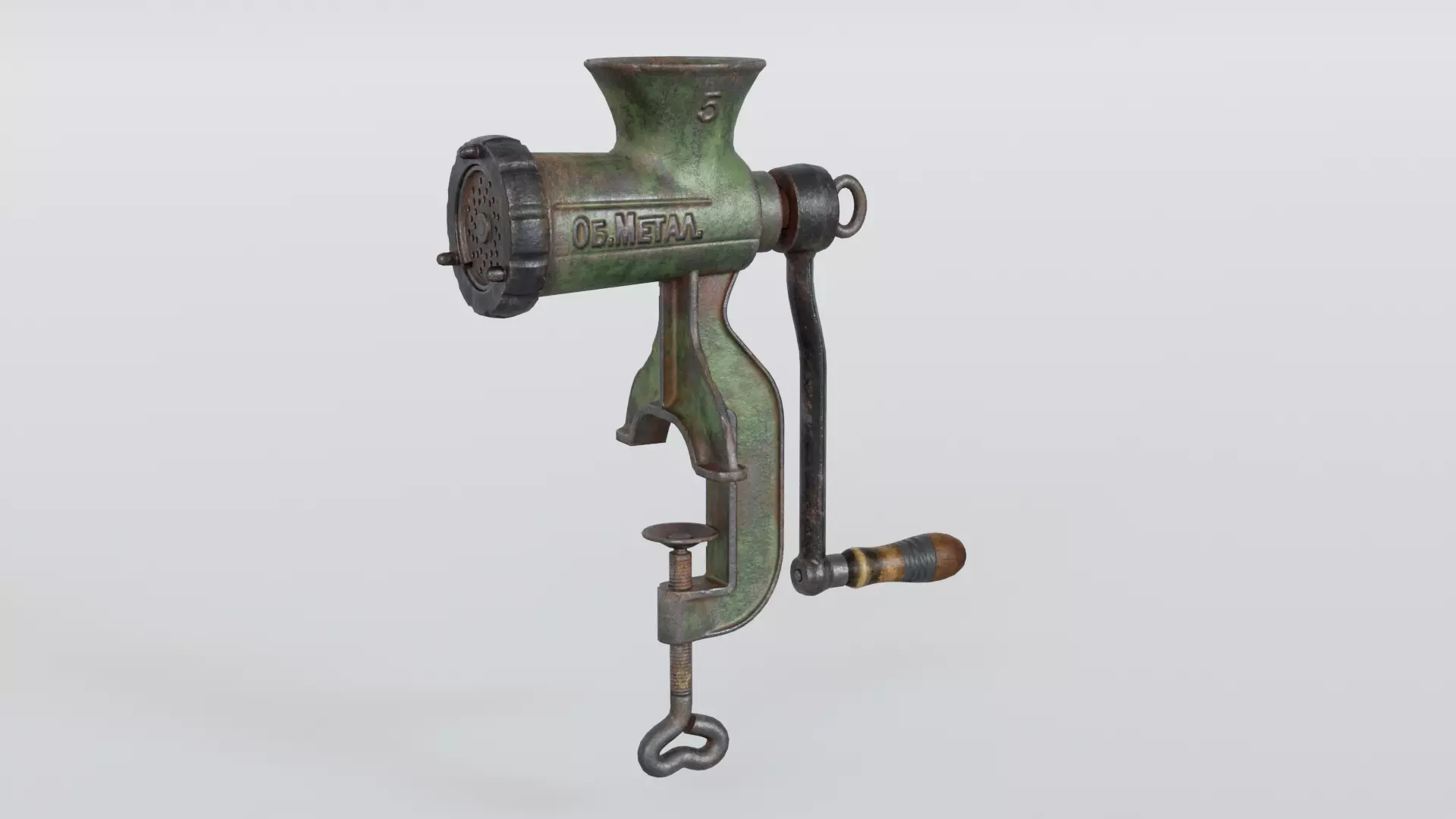 Meat Grinder Tool Low-poly 3D model_0
