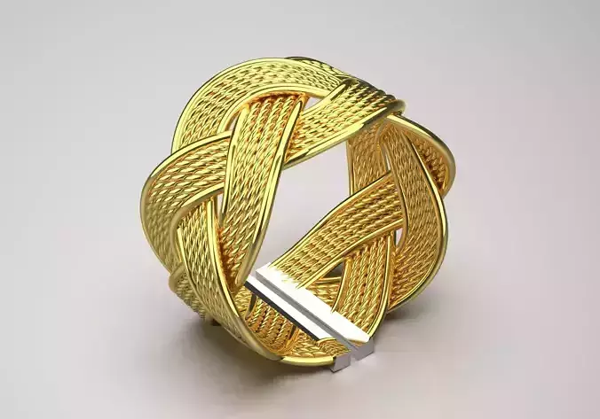 Luxury textured ring with yellow gold model gr0075