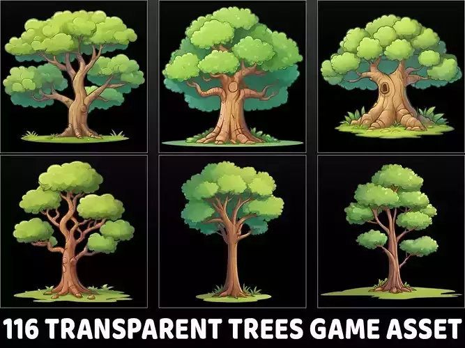 116 Transparent Fantasy Tree Game Asset