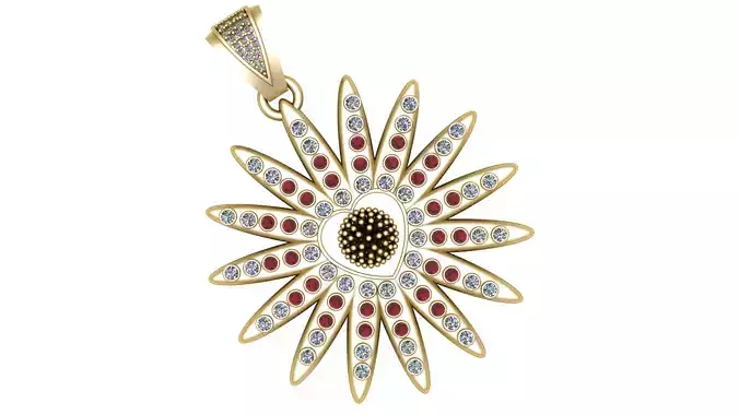 SUN STYLE HEART DESIGN PENDANT 3D PRINTABLE MODEL