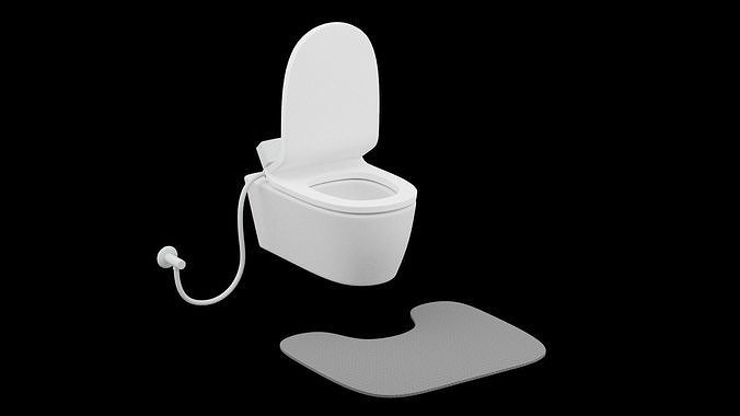 Toilet Bowl With Carpet Low-poly 3D model
