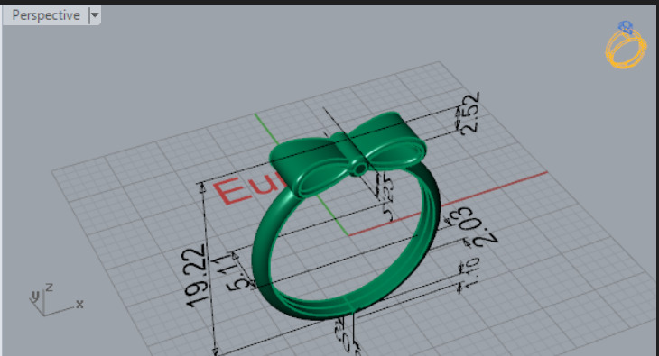 Three-color gold rings with bow tie design gr0080 3D print model_6