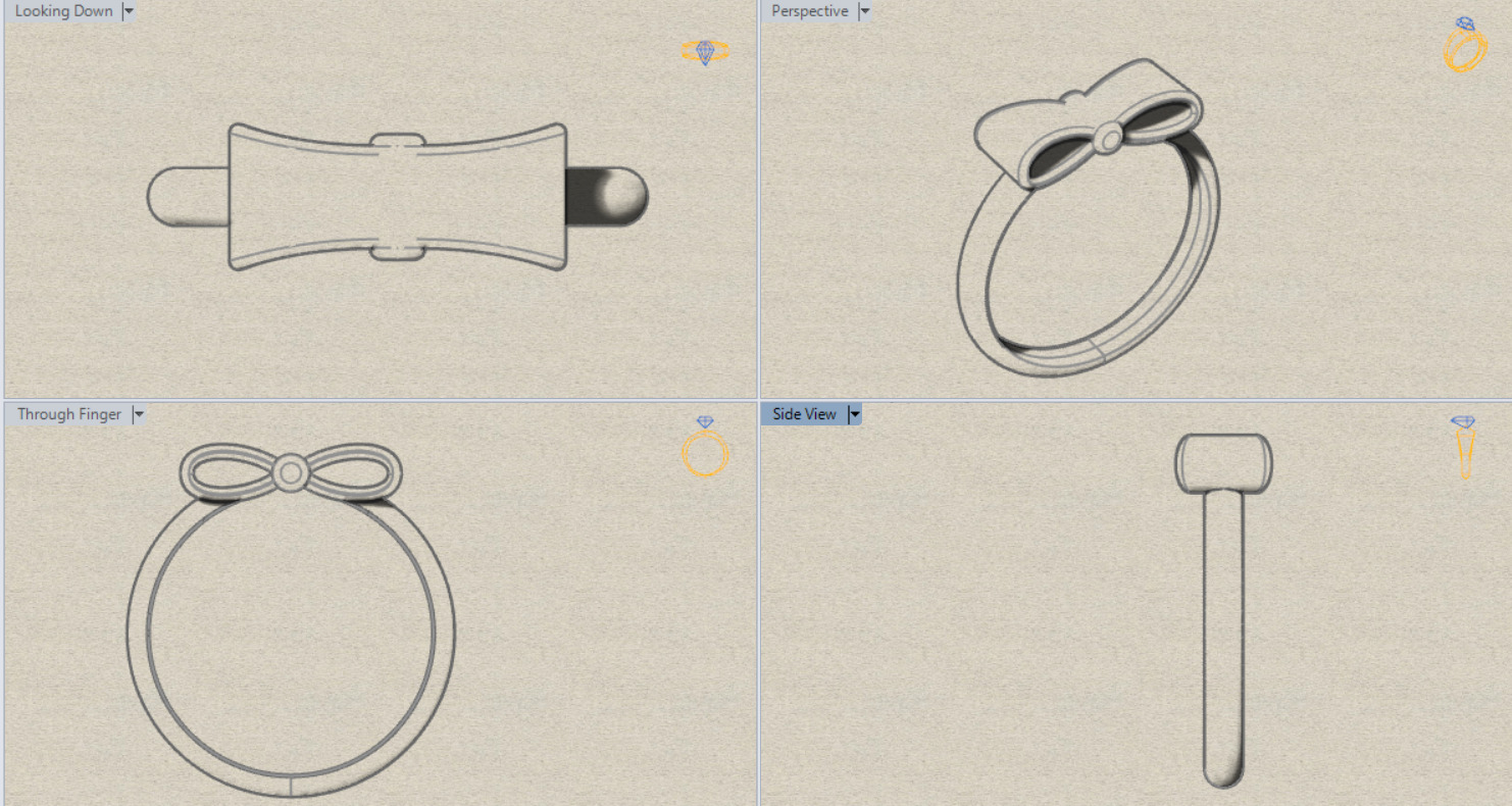 Three-color gold rings with bow tie design gr0080 3D print model_22